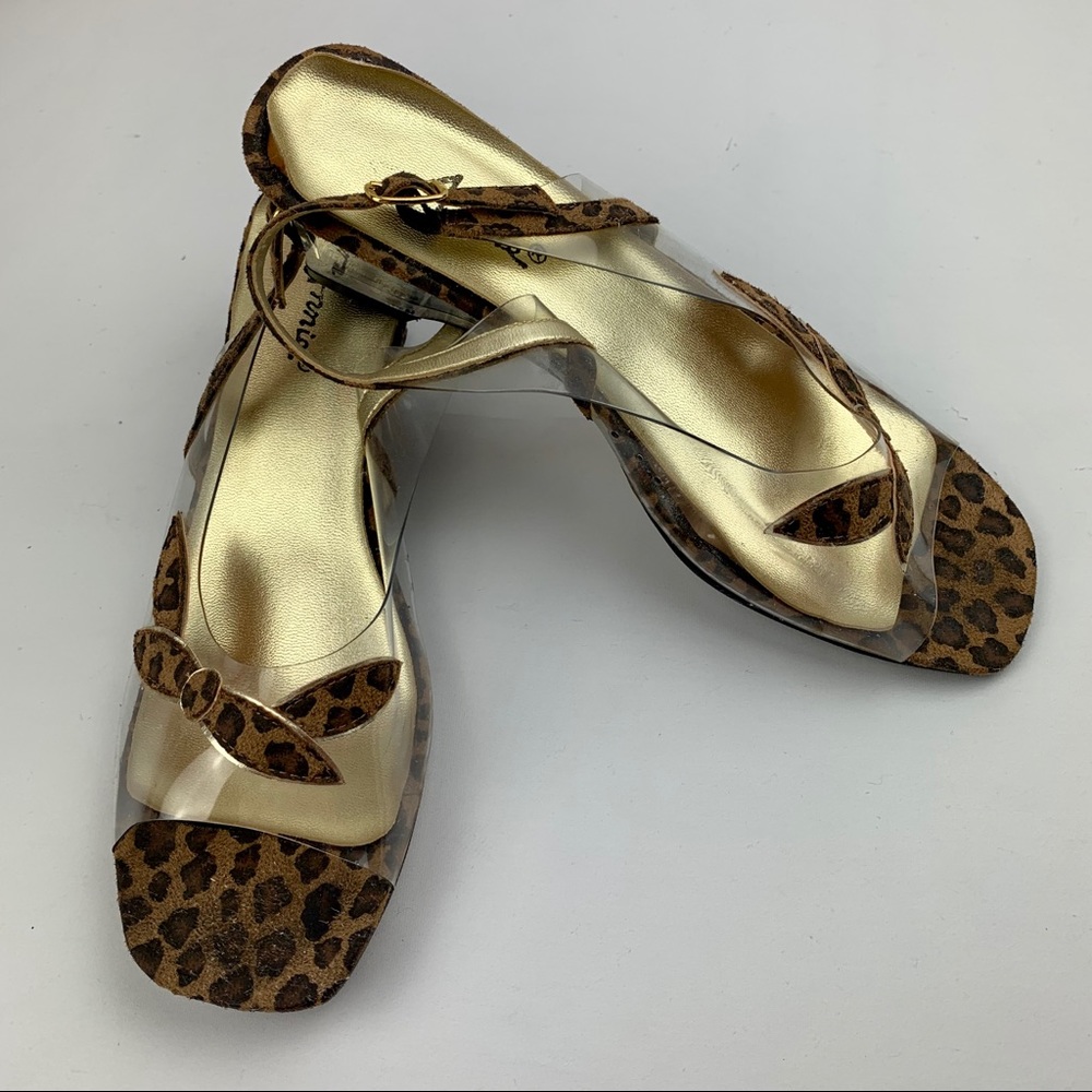 Arnie Clear & Black Wedge Slingbacks, Size 8.5 N